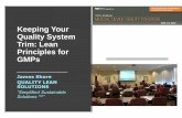 Keeping Your Quality System Trim: Lean Principles for GMPs