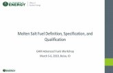 Molten Salt Fuel Definition, Specification, and Qualification