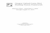 Oregon Upland Game Bird Hunting Season Framework