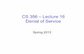 CS 356 – Lecture 16 Denial of Service
