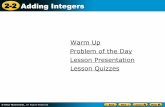 Warm Up Adding Integers