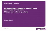myplace registration for new providers