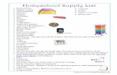 Homeschool Supply List