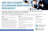 ARE YOU A LEADER IN CANADIAN INVESTMENT RESEARCh?