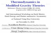 Thermodynamics in Modified Gravity Theories