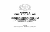 Trinity College Colac JUNIOR Curriculum Handbook 2022