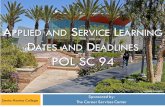APPLIED AND SERVICE LEARNING DATES AND DEADLINES