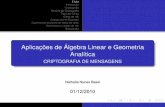 Aplicações de Álgebra Linear e Geometria Analítica ...