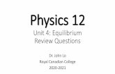Physics 12 Unit 4: Equilibrium Review Questions