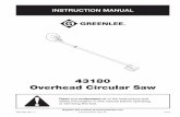 43180 Overhead Circular Saw - Greenlee