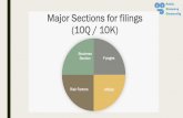 Major Sections for filings (10Q / 10K)