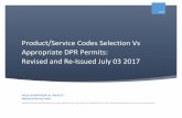 Product/Service Codes Selection Vs Appropriate DPR Permits ...
