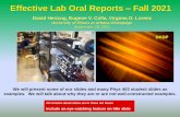 Effective Lab Oral Reports Fall 2021