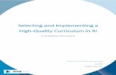 Selecting and Implementing a High-Quality Curriculum in RI