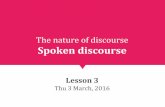 The nature of discourse Spoken discourse