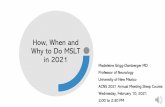How, When and Why to Do MSLT in 2021 - ACNS