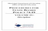 PROCEDURES FOR STATE BOARD POLICY 74.19 VOLUME IV