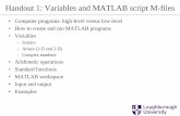 Handout 1: Variables and MATLAB script M-files