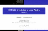 MTH 215: Introduction to Linear Algebra - Lecture 1