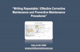 “Writing Repeatable / Effective Corrective Maintenance and ...