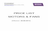 PRICE LIST MOTORS & FANS - TradeIndia