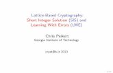 Lattice-Based Cryptography: Short Integer Solution(SIS ...