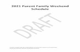 2021 Parent Family Weekend Schedule