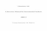 Chemistry 316 Laboratory Manual for Instrumental Analysis