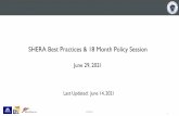 SHERA Best Practices & 18 Month Policy Session