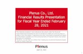 Plenus Co., Ltd. Financial Results Presentation for Fiscal ...