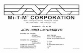 PARTS LIST FOR JCW-3004-0MHB/0MVB