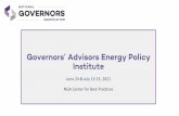Governors’ Advisors Energy Policy Institute June 24 & July ...