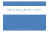 ALLOWABLE / UNALLOWABLE COST REFERENCE MANUAL