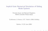 Implicit Euler Numerical Simulation of Sliding Mode Systems