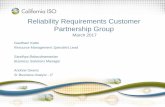 Reliability Requirements Customer Partnership Group