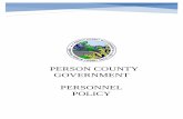 PERSON COUNTY GOVERNMENT PERSONNEL POLICY