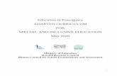 Education in Emergency ADAPTED CURRICULUM FOR SPECIAL …