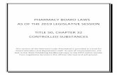 PHARMACY BOARD LAWS AS OF THE 2019 LEGISLATIVE …