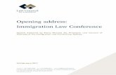 Opening address: Immigration Law Conference