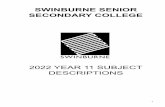 SECONDARY COLLEGE SWINBURNE SENIOR 2022 YEAR 11 …