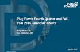 Plug Power Fourth Quarter and Full Year 2016 Financial Results