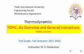 Thermodynamics TOPIC: An Overview and General Instructions