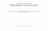 Lecture Notes for Mathematics of Machine Learning (401 ...