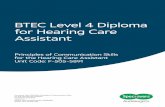 BTEC Level 4 Diploma for Hearing Care Assistant