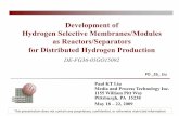 Development of Hydrogen Selective Membranes/Modules as ...