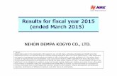 Results for fiscal year 2015 (ended March 2015）