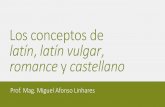 Los conceptos de latín, latín vulgar, romance y castellano
