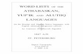 Word-Lists of the Athabaskan, Yup'ik and Alutiiq Languages
