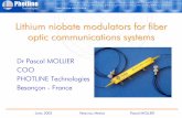 Lithium niobate modulators for fiber optic communications systems