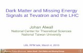 Dark Matter and Missing Energy Signals at Tevatron and the LHC